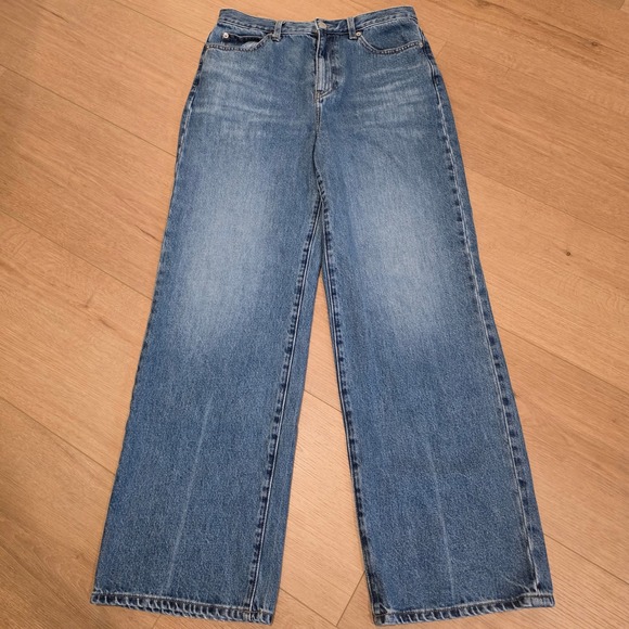 Uniqlo Denim - Uniqlo Wide Straight High Rise Jeans Womens Size 26 Blue Kaihara Denim 29x30